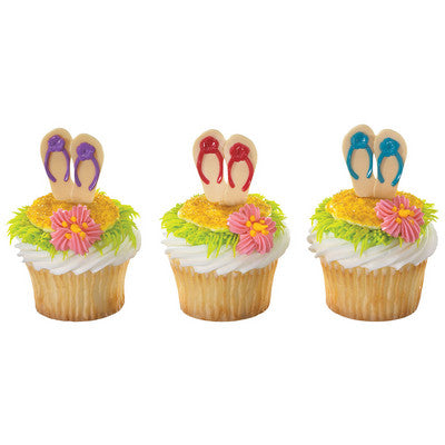 Summer Flip Flops  Cupcake - Desert  Decoration Topper Picks 12ct