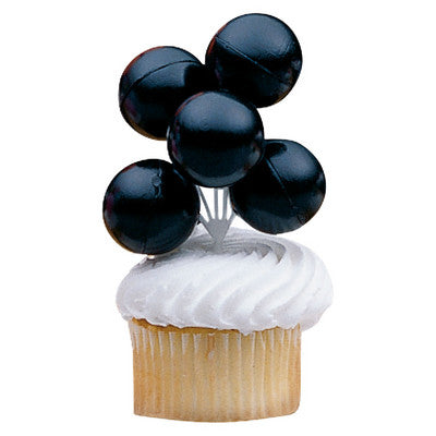 Black Ballooon Clusters   Cupcake - Desert  Decoration Topper Picks 12ct