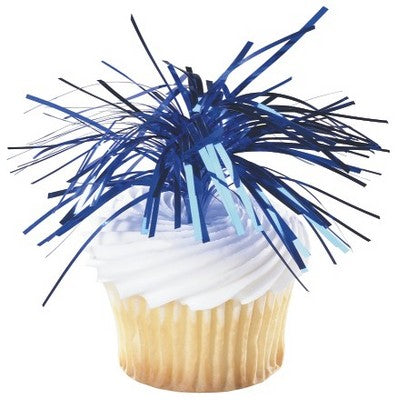 Blue Spray Mylar Party   Cupcake - Desert  Decoration Topper Picks 12ct