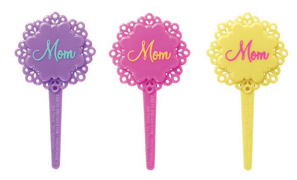 Bright Mom Flower Pink Yellow Purple   Cupcake - Desert  Decoration Topper Picks 12ct