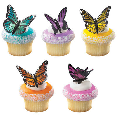 Butterfly Beauty Mylar Assorted Colors  Cupcake - Desert  Decoration Topper Picks 12ct