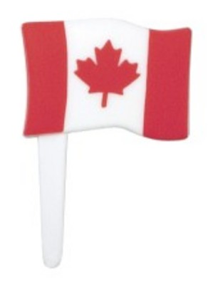 Canadian Flag Red & White  Cupcake - Desert  Decoration Topper Picks 12ct