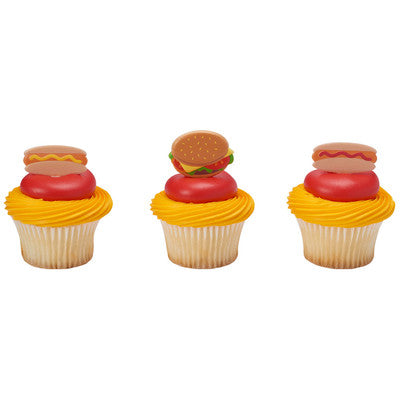 Grilling Food Hamburger Hot Dogs   Cupcake - Desert  Decoration Topper Picks 12ct