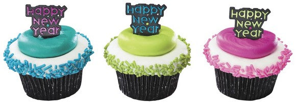 Happy New Year Foil   Cupcake - Desert  Decoration Topper Picks 12ct