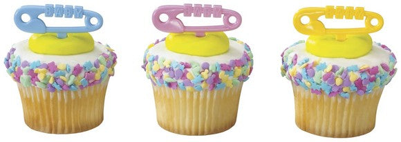 Baby Diaper Pins   Cupcake - Desert  Decoration Topper Picks 12ct