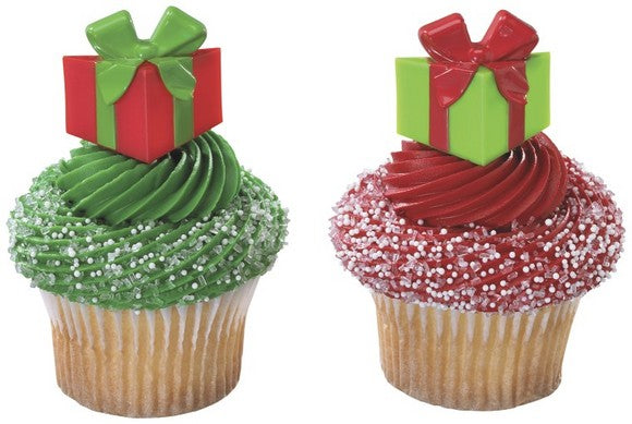 Holidat Gifts Presents   Cupcake - Desert  Decoration Topper Picks 12ct