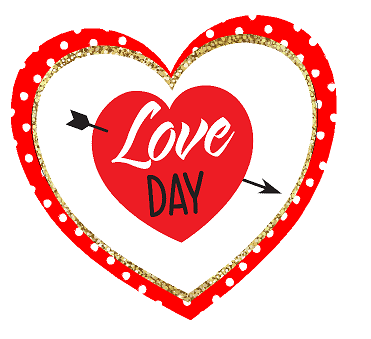 Love Day Trendy 2inch Glitter Valentine&