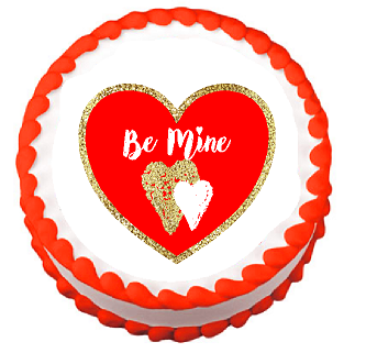Be Mine Printed Gold Border Happy  Valentine&