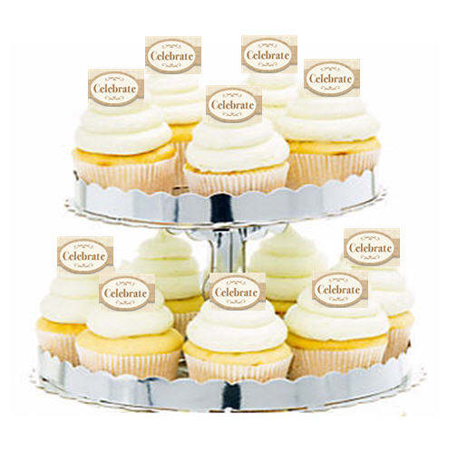 24ct Vintage Kraft Celebrate Cupcake Decoration Topper Picks