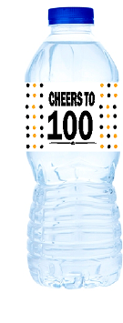 100th Birthday - Anniversary Party Decoration Water Bottle Labels