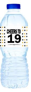19th Birthday - Anniversary Party Decoration Water Bottle Labels