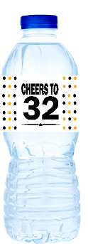 32nd Birthday - Anniversary Party Decoration Water Bottle Labels