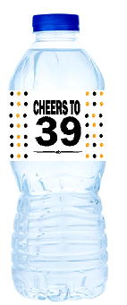 39th Birthday - Anniversary Party Decoration Water Bottle Labels
