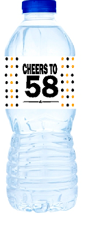 58th Birthday - Anniversary Party Decoration Water Bottle Labels