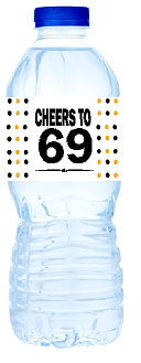 69th Birthday - Anniversary Party Decoration Water Bottle Labels