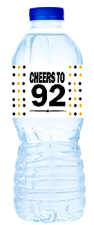 92nd Birthday - Anniversary Party Decoration Water Bottle Labels
