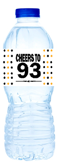 93rd Birthday - Anniversary Party Decoration Water Bottle Labels