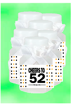 52nd Birthday - Anniversary Party Favor Mini Bubbles with Wand -12pack