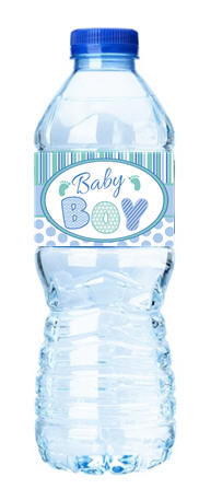 Baby Boy Stripe&Polka Dot-Personalized Water Bottle Labels-12pack