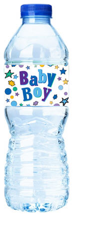 Baby Boy Stars-Personalized Water Bottle Labels-12pack