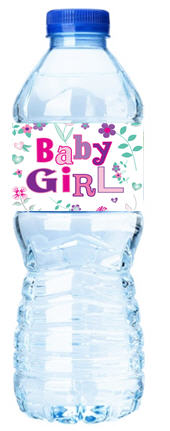 Baby Girl Floral-Personalized Water Bottle Labels-12pack