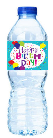 Happy Birthday- Balloons-Personalized Water Bottle Labels-12pack