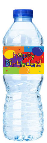 Happy Birthday-Bright-Personalized Water Bottle Labels-12pack
