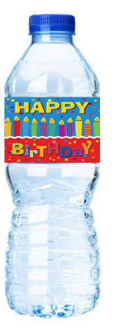 Happy Birthday-Candles-Personalized Water Bottle Labels-12pack