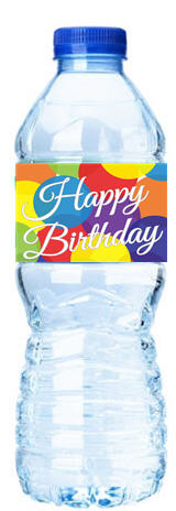 Happy Birthday-elegant Balloons-Personalized Water Bottle Labels-12pack
