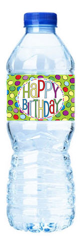 Happy Birthday-Retro-Personalized Water Bottle Labels-12pack