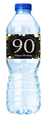 Happy 90th Birthday-Black&Gold Edible 1-4 sheet  Cake Topper-12pack