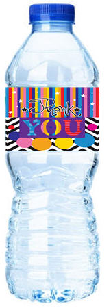 Thank You-Stripes-Personalized Water Bottle Labels-12pack