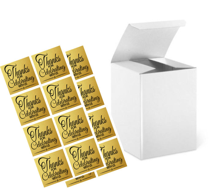 2 x 2 x 4" White  Wedding Gift Candy & Party Favor Boxes w. Sticker Seals -24pack