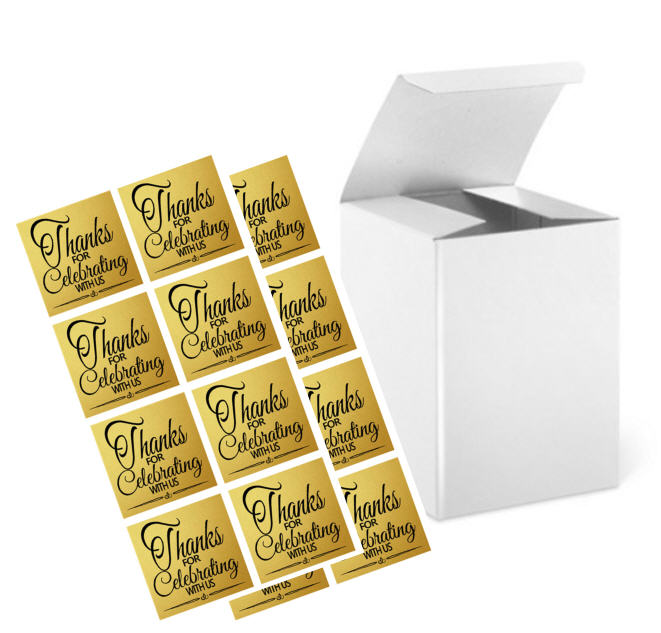 3 x 3 x 4" White  Wedding Gift Candy & Party Favor Boxes w. Sticker Seals -24pack