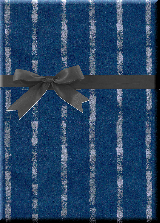 Navy Blue Silver Bands Gift Wrapping Paper 15ft