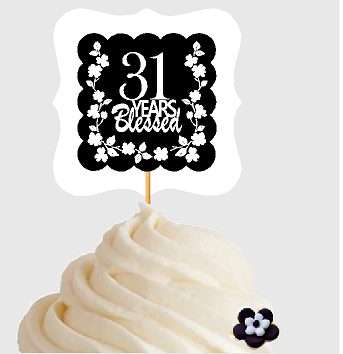 31st Birthday - Anniversary Blessed Cupcake Decoration Toppers  Picks -12ct