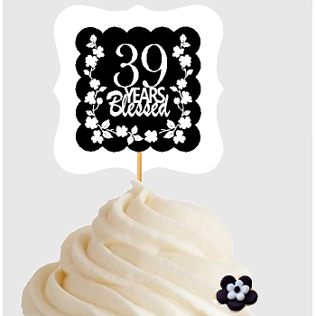 39th Birthday - Anniversary Blessed Cupcake Decoration Toppers  Picks -12ct