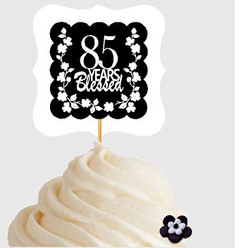 85th Birthday - Anniversary Blessed Cupcake Decoration Toppers  Picks -12ct