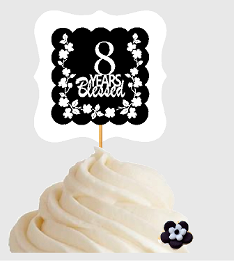 8th Birthday - Anniversary Blessed Cupcake Decoration Toppers  Picks -12ct