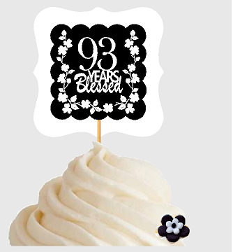 93rd Birthday - Anniversary Blessed Cupcake Decoration Toppers  Picks -12ct