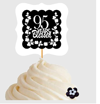 95th Birthday - Anniversary Blessed Cupcake Decoration Toppers  Picks -12ct