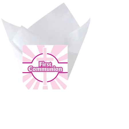 First Holy Communion Pink Pink Tulip Baking Cup Liners - 12pack