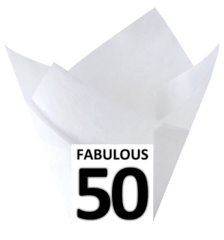 Fabulous 50 (Black Print) Tulip Baking Cup Liners - 12pack