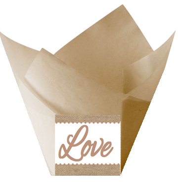 Love Wedding Natural Kraft (Burlap Brown) Tulip Baking Cup Liners - 12pack