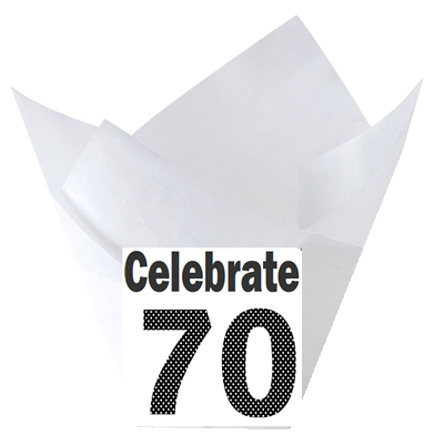 Celebrate 70 (70th Birthday) White Tulip Baking Cup Liners - 12pack