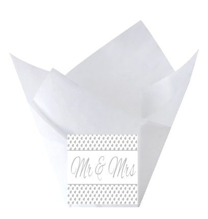 Mr & Mrs White Wedding White Tulip Baking Cup Liners - 12pack