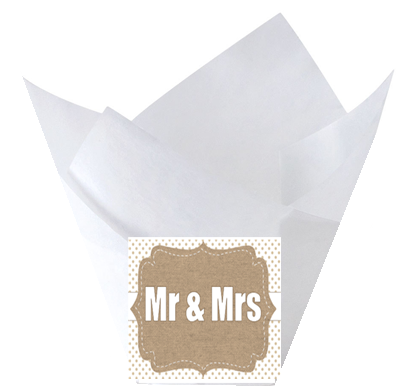Mr & Mrs White Tulip Baking Cup Liners - 12pack