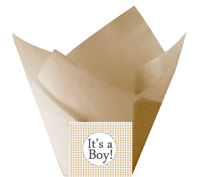 It a Boy Burlap Houndstooth Tulip Baking Cup Liners - 12pack