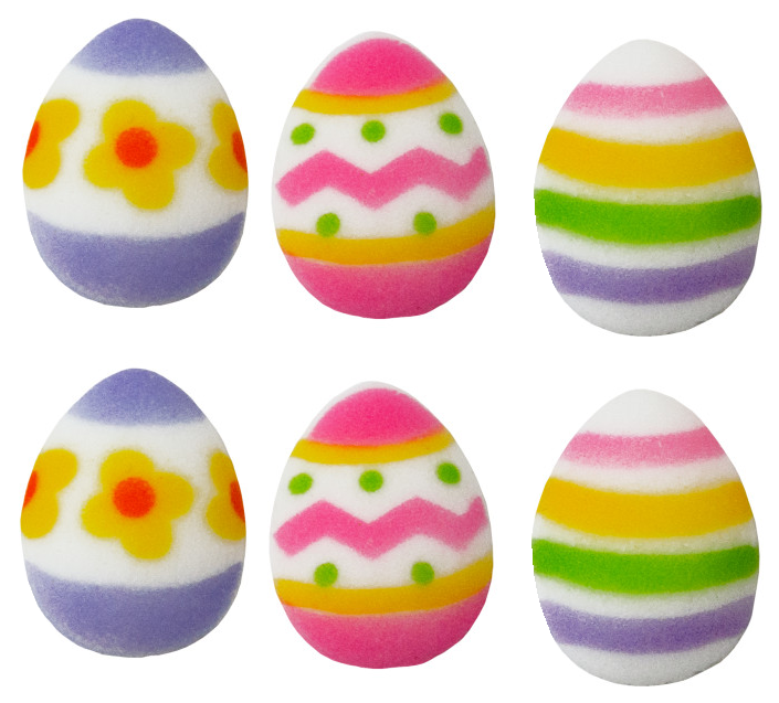 Decorated Easter Eggs Edible Cake Cupcake Sugar Toppers -12ct