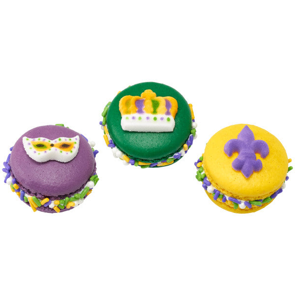 Mardi Gras Party 7-8" - 1 1-4" Edible Cake Cupcake Sugar Decorations